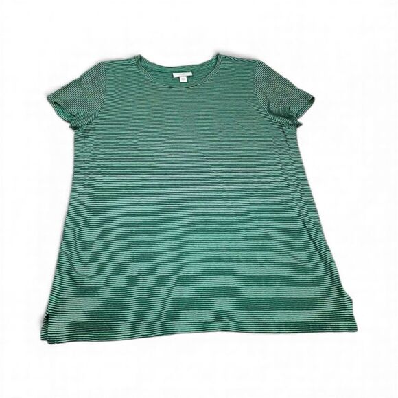 J.Jill Linen Blend T-Shirt Striped Basic Essential Everyday Short Sleeve Tee S - Picture 1 of 11